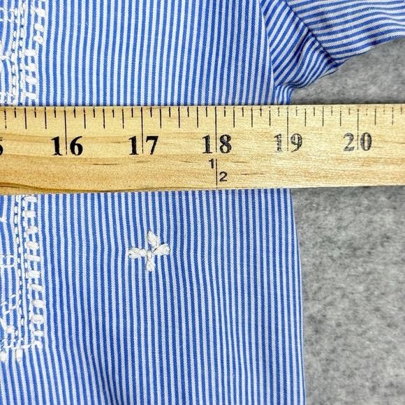 Gretchen Scott Top‎ Womens Medium Embroidered Tunic Popover Blue Stripe Coastal - Picture 11 of 14